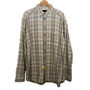 Vintage McNeal shirt button down plaid neutral beige white 100% cotton Large